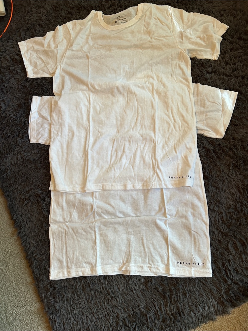 Perry Ellis White Short Sleeve Crewneck Tee Set